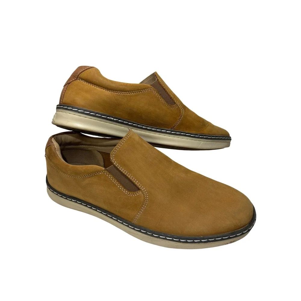 Johnston & Murphy Boys Tan Nubuck Leather Slip On Loafers Size 5.5M 28-3726‎